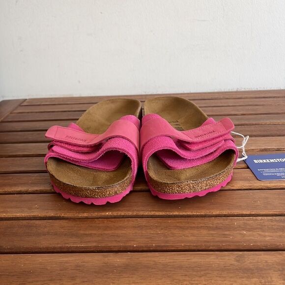 Birkenstock Oita Suede Leather Sandals Fuchsia Tulip EU38/US Women 7(Box Crushed - Picture 5 of 13